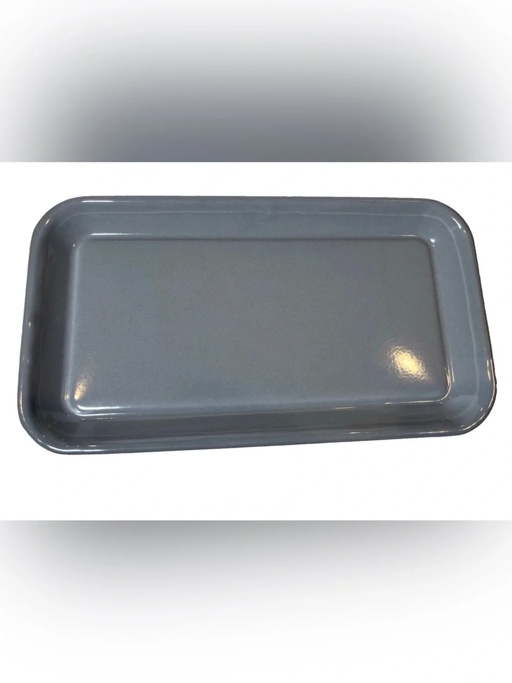 Cambridge gray covered butter dish 8.5”x5” steel enamel coating farmhouse retro